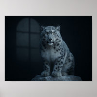 Majestic Snow Leopard in Moody Moonlight