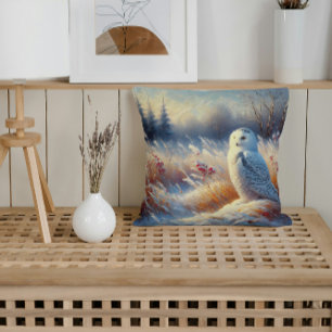 Majestic Snowy Owl in the Wilderness Throw Pillow