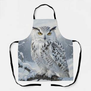 Majestic Snowy Owl Winter Scene Apron