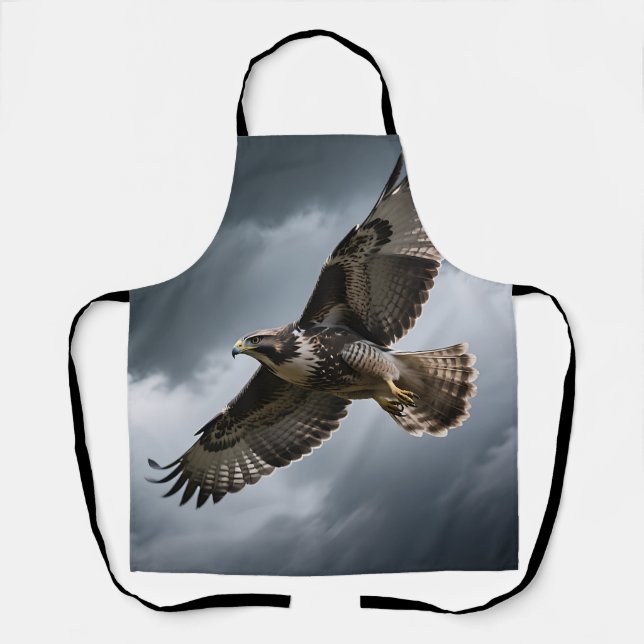 Majestic Soaring Hawk Storm Clouds Apron (Front)