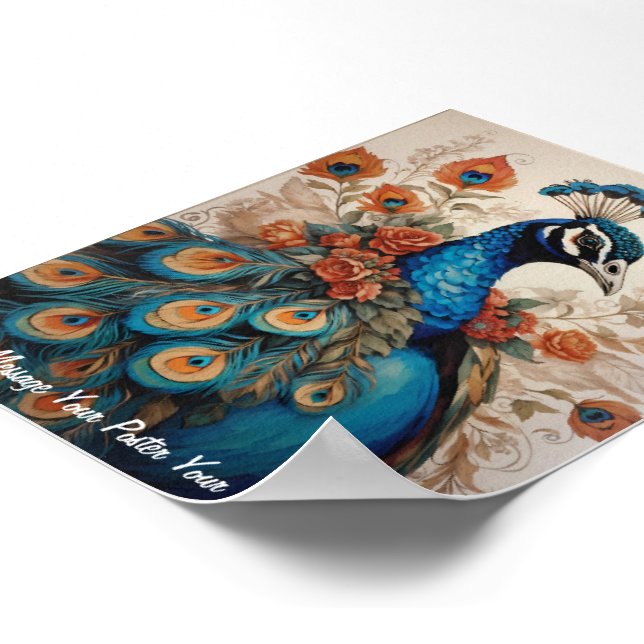 Majestic Splendour: The Boho Peacock Poster (Corner)
