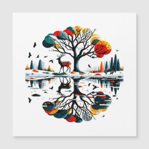 Majestic Stag in Snowy Winter Forest