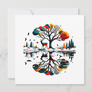 Majestic Stag in Snowy Winter Forest Invitation