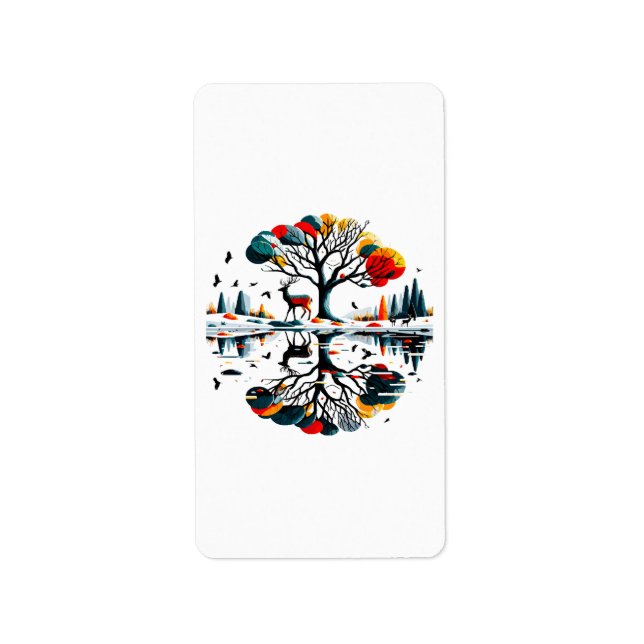 Majestic Stag in Snowy Winter Forest Label (Front)