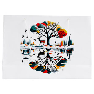 Majestic Stag in Snowy Winter Forest Large Gift Bag