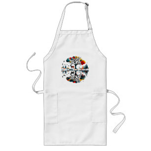 Majestic Stag in Snowy Winter Forest Long Apron