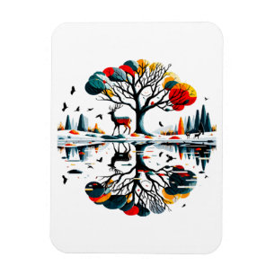 Majestic Stag in Snowy Winter Forest Magnet