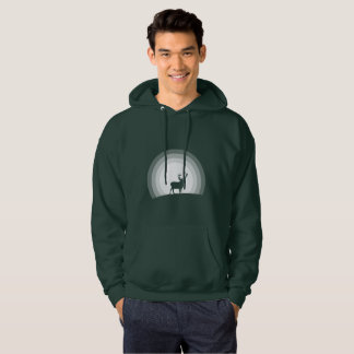 Majestic Stag Silhouette Under Lunar Light Hoodie