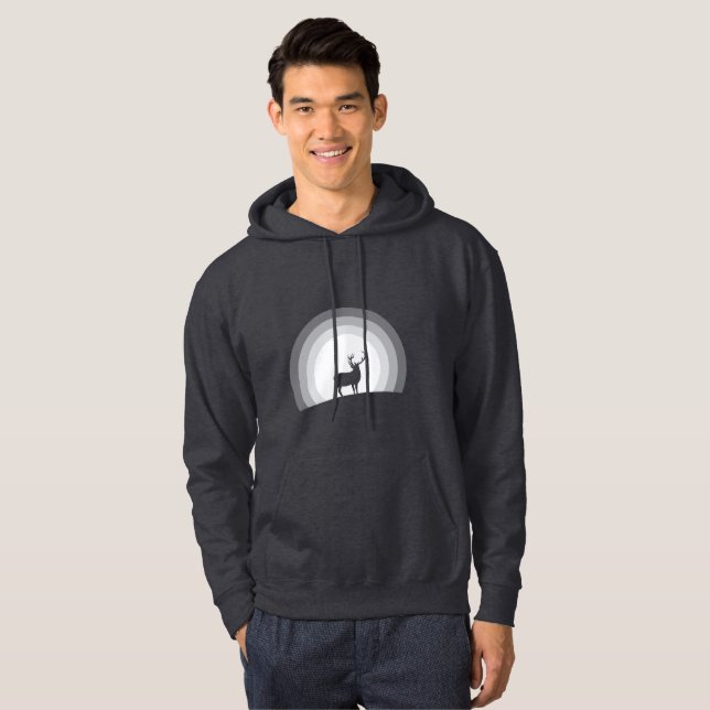 Majestic Stag Silhouette Under Lunar Light Hoodie (Front Full)