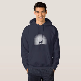 Majestic Stag Silhouette Under Lunar Light Hoodie