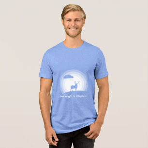 Majestic Stag Silhouette Under Lunar Light Style B Tri-Blend Shirt