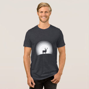 Majestic Stag Silhouette Under Lunar Light Tri-Blend Shirt