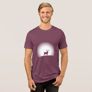 Majestic Stag Silhouette Under Lunar Light Tri-Blend Shirt