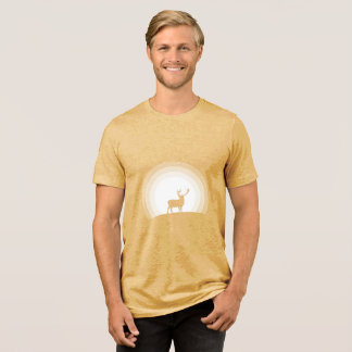 Majestic Stag Silhouette Under Lunar Light Tri-Blend Shirt