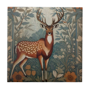 Majestic Stag William Morris Inspired Floral Tile