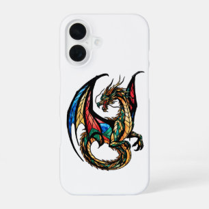 Majestic Stained Glass Dragon Mythical Masterpiece iPhone 16 Case