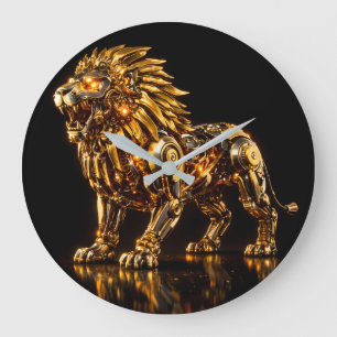 Majestic Steampunk Gold Lion Wall Clock