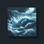 Majestic Stormy Ocean Waves Dramatic Dark Coastal Canvas Print<br><div class="desc">A powerful digital masterpiece capturing the raw energy of a stormy ocean. Massive waves crash against rugged,  dark coastal cliffs under a heavy,  dramatic sky,  creating a cinematic and moody atmosphere. Ideal for sophisticated home decor,  office wall art,  or as a bold focal point in modern interiors.</div>