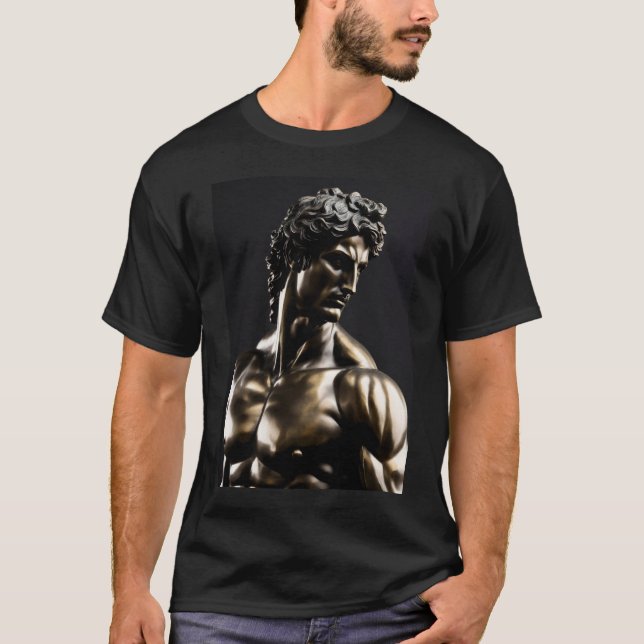 Majestic Strength: Greek God Inspired Muscular Sta T-Shirt (Front)