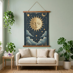 Majestic Sun Celestial Star Mystical Art Spiritual Hanging Tapestry