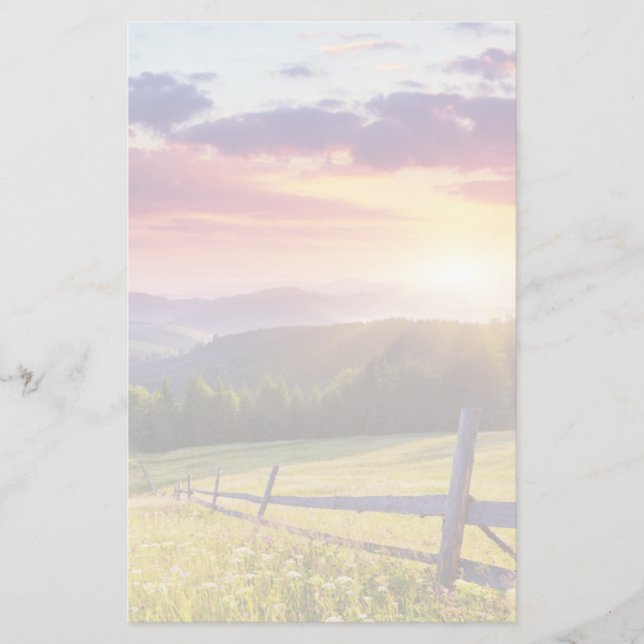Majestic sunset in the mountains stationery (Front)