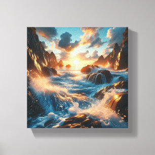 Majestic Sunset Over Dramatic Coastal Cliffs  Canvas Print