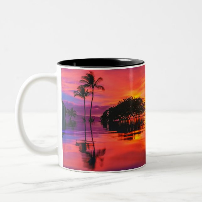 Majestic Sunset | Wailea Beach, Maui, Hawaii Two-Tone Coffee Mug (Left)