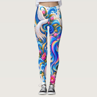 Majestic Swan & Lotus Art Leggings