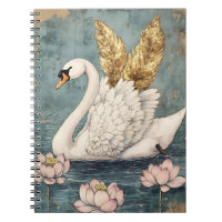 majestic swan with golden wings floats on the wate