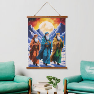 Majestic Three Wise Men Journey Christmas  Hanging Tapestry
