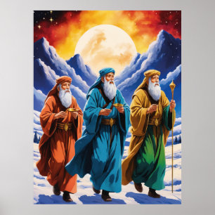 Majestic Three Wise Men Journey Christmas  Poster