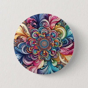 Majestic Tie-dye rainbow colours Button