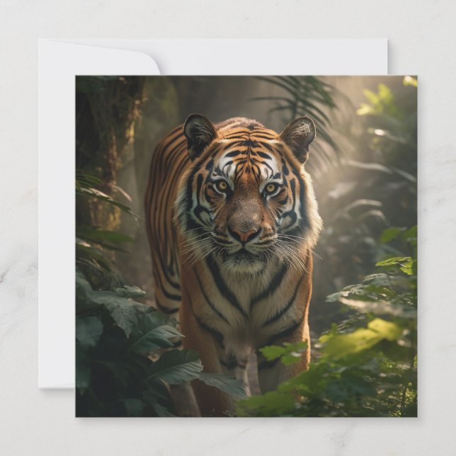 Majestic Tiger Gaze  Holiday Card (Front)