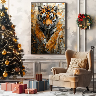 Majestic Tiger in Dynamic Impasto Motion Canvas Print