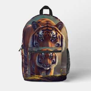 Majestic Tiger In Forest Printed Backpack