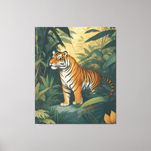Majestic Tiger in the Jungle Elegant Wildlife Art  Canvas Print