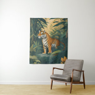 Majestic Tiger in the Jungle Elegant Wildlife Art  Tapestry