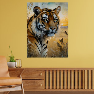 Majestic Tiger in Watercolor Poster