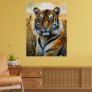 Majestic Tiger in Watercolor Poster