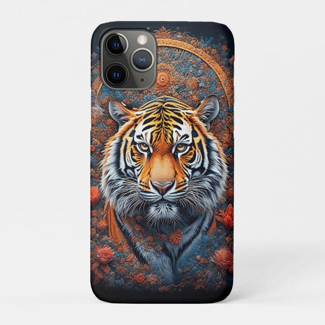 Majestic Tiger Portrait Surrounded by Flowers Case-Mate iPhone Case (Back)
