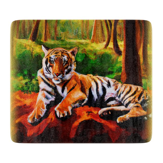 "Majestic Tiger Resting in The Wild". Buy Now Cutting Board (Front)