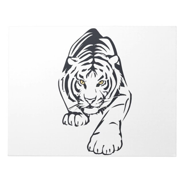 Majestic Tiger Silhouette in Bold Vector Art Notepad (Front)