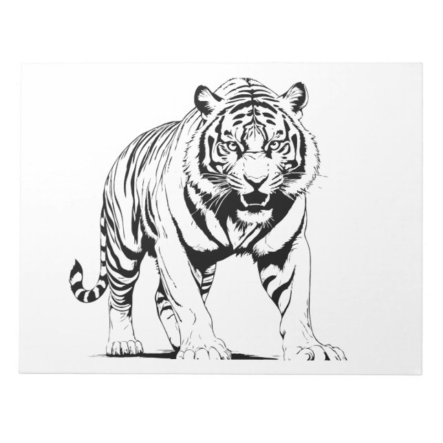 Majestic Tiger Silhouette in Bold Vector Art Notepad (Front)