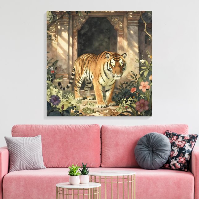 Majestic Tiger Walking through Ancient Dunes Canvas Print (Insitu(LivingRoom))