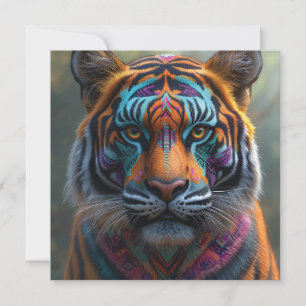 Majestic Tiger with Vibrant Tribal Face Paint