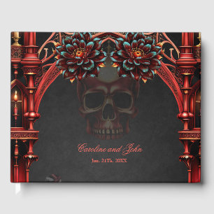 Majestic towers with dark flowers. guest book