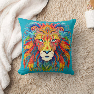 Majestic Tribal Lion Throw Pillow