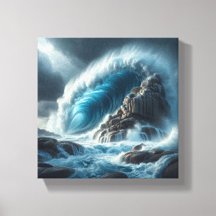 Majestic Turquoise Ocean Wave Crashing Against  Canvas Print