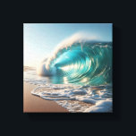 Majestic Turquoise Wave Crashing Against Dramatic  Canvas Print<br><div class="desc">A powerful and awe-inspiring digital landscape featuring a massive turquoise wave breaking against dark, jagged mountain cliffs. The intense spray of the sea foam and the high-contrast lighting evoke a sense of raw natural beauty and cinematic drama. Perfect for large-scale wall art, modern coastal interiors, or as a striking focal...</div>