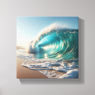 Majestic Turquoise Wave Crashing Against Dramatic  Canvas Print